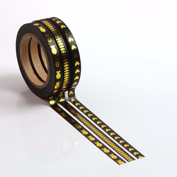 Image shows a black and gold set of 3 washi tape