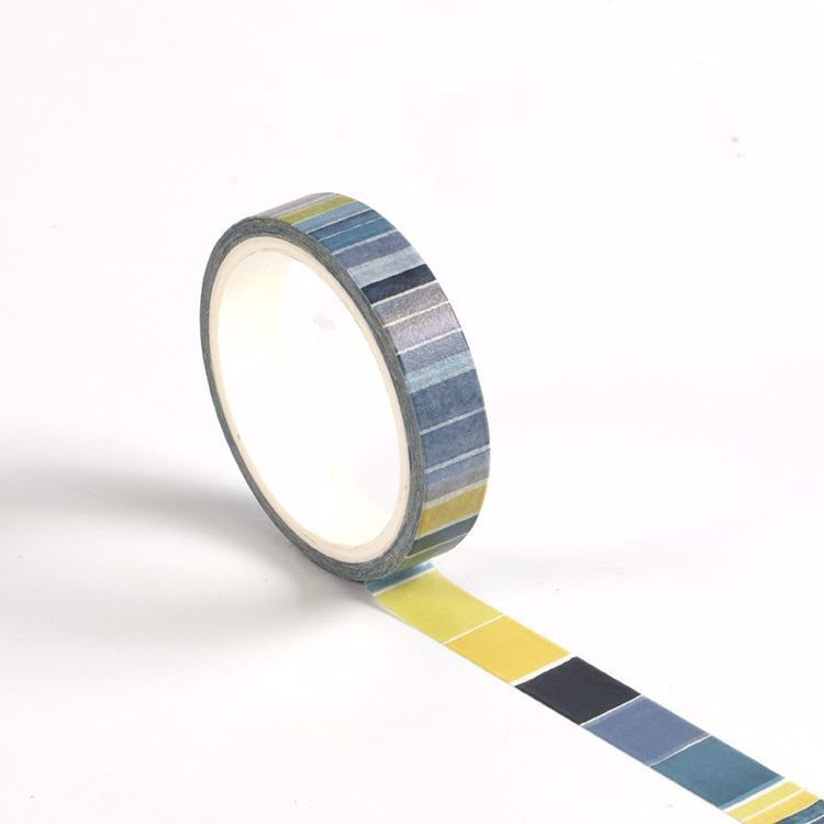 Image shows a blue squares pattern washi tape