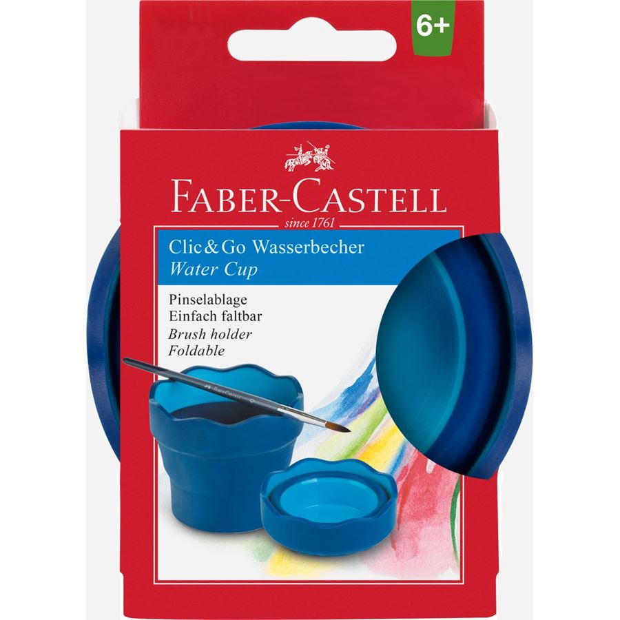 Image shows a Blue Faber-Castell Clic 'n Go water pot