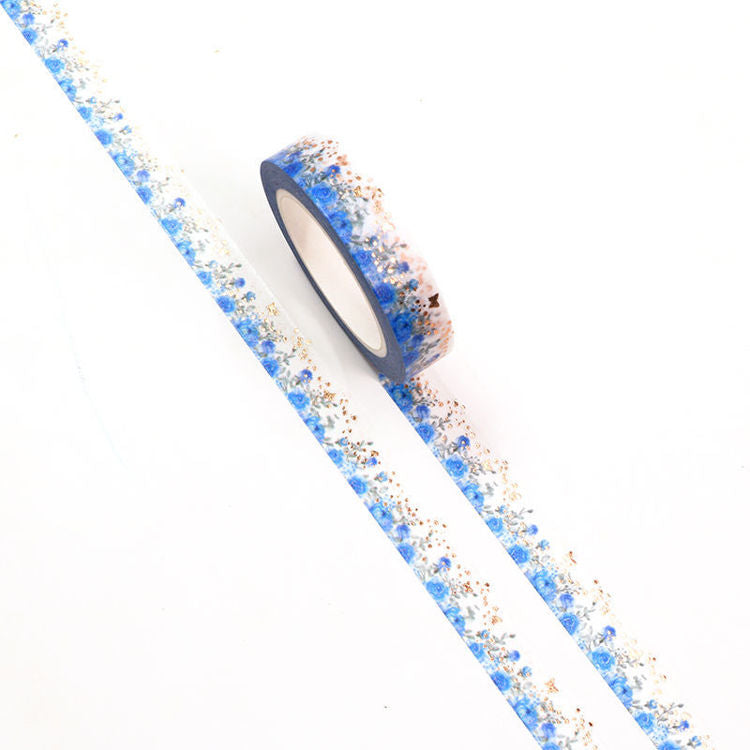 Image shows a blue roses and butterflies washi tape