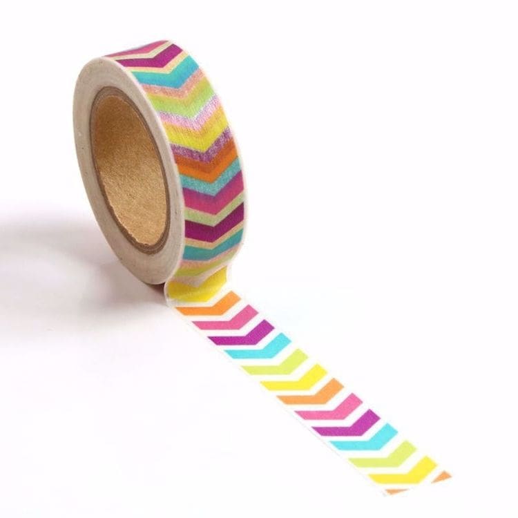Image shows a bright chevron pattern washi tape