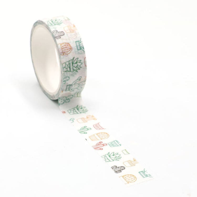 Image shows a cacti pattern washi tape