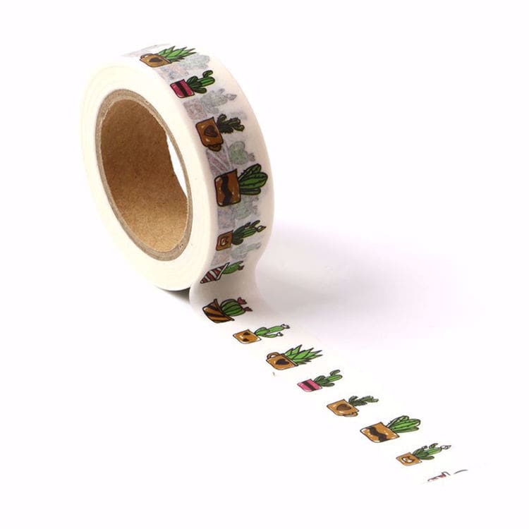 Image shows a cactus pots pattern washi tape