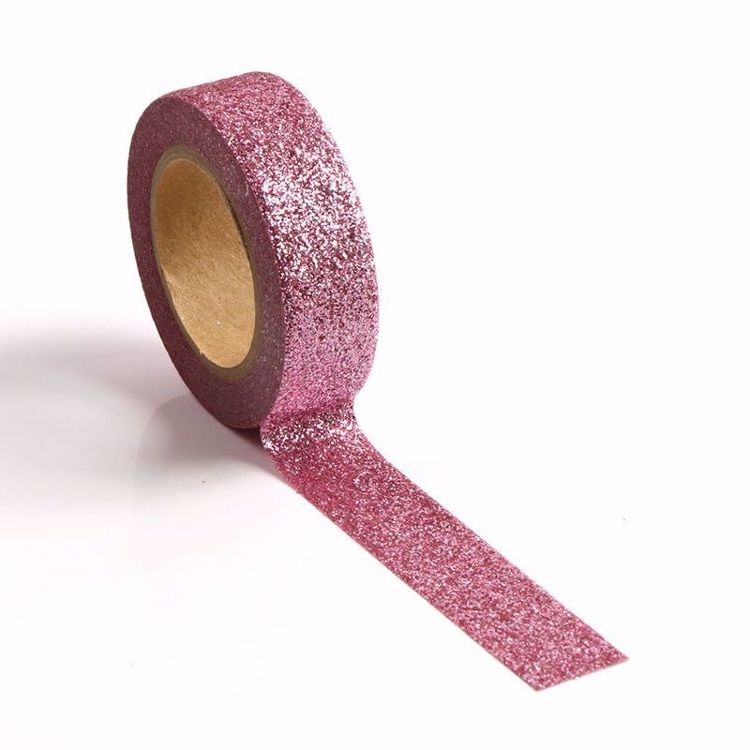 Image shows a pink glitter washi tape