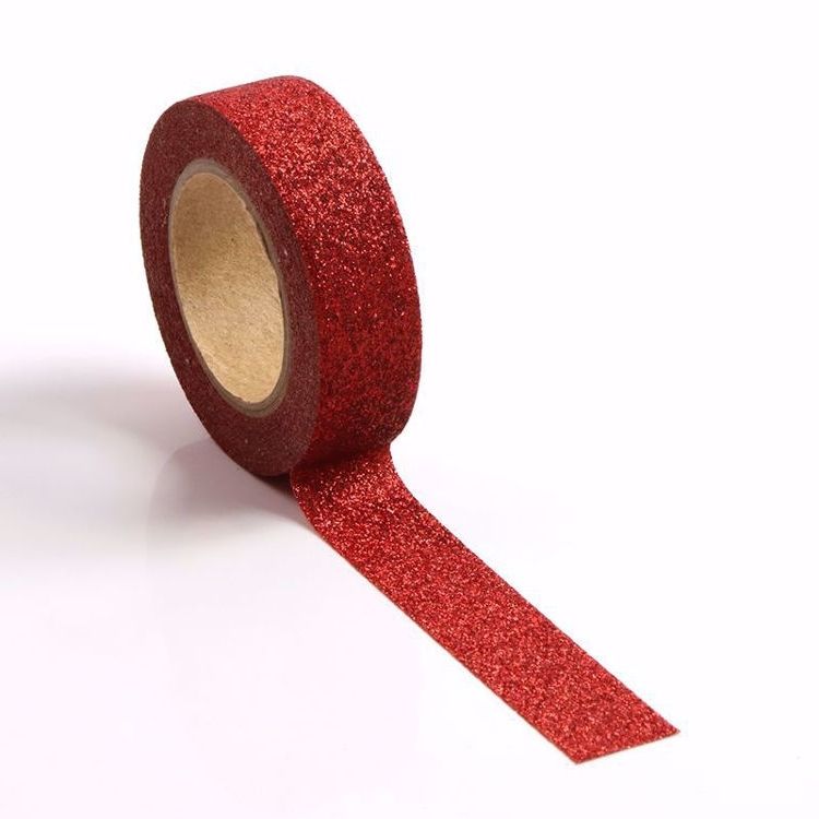 Image shows a red glitter washi tape