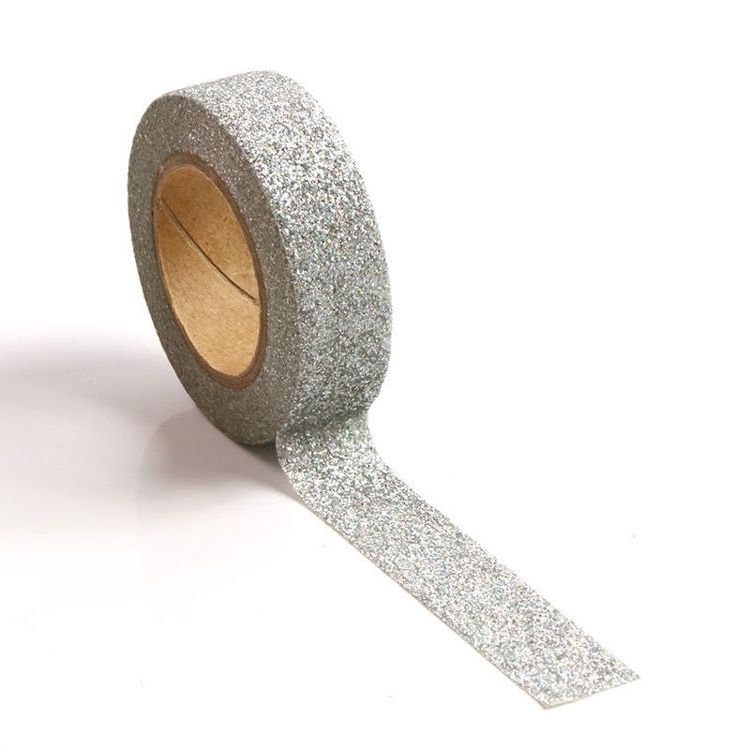 Image shows a silver glitter washi tape