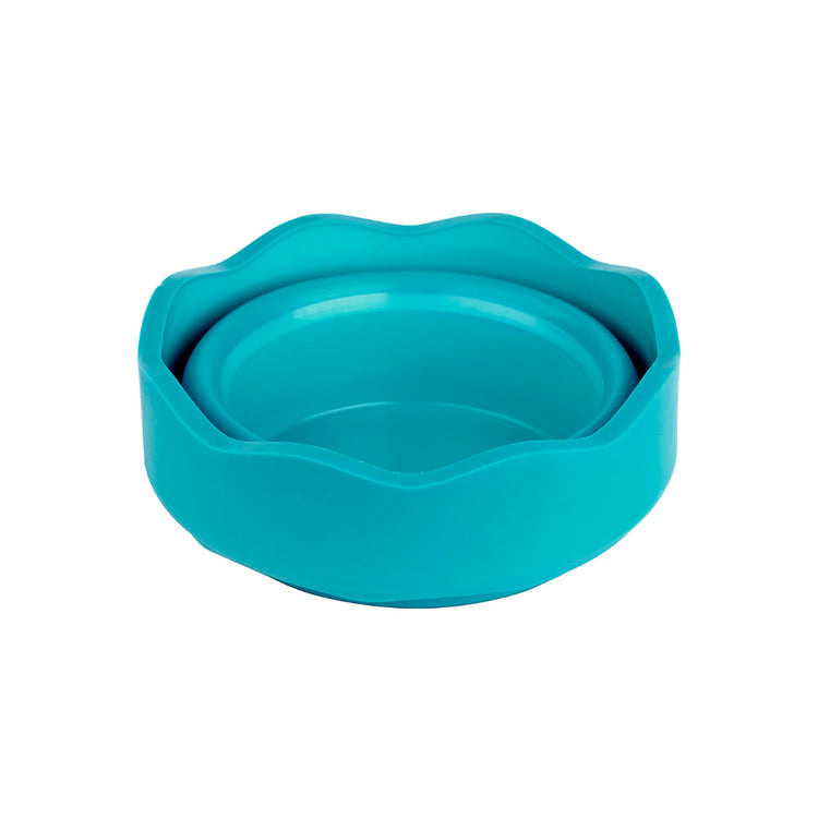 Image shows a folded Turquoise Faber-Castell Clic 'n Go water pot