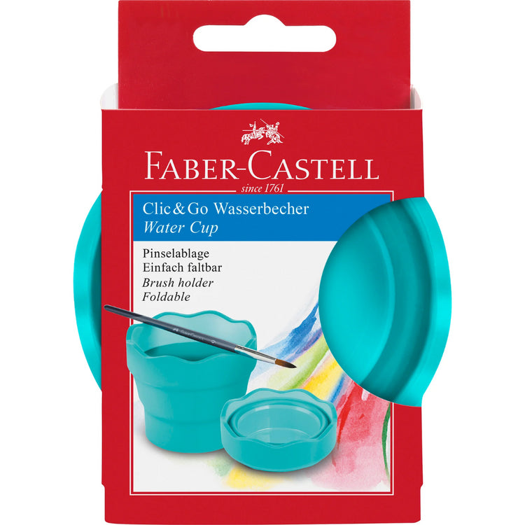 Image shows a Turquoise Faber-Castell Clic 'n Go water pot