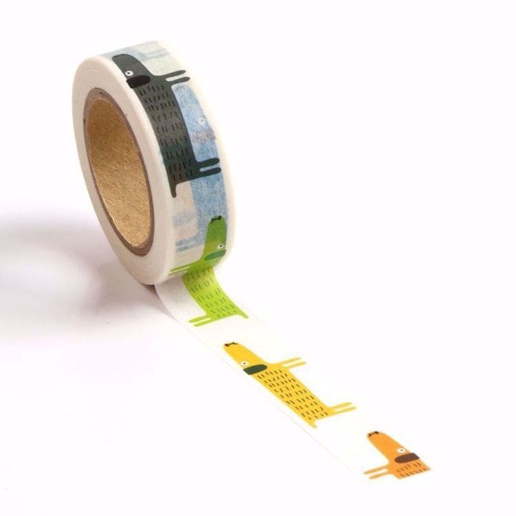 Image shows a colorful dogs pattern washi tape