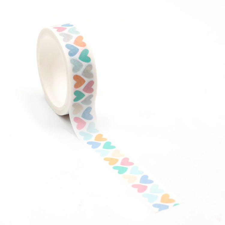 Image shows a pastel hearts washi tape