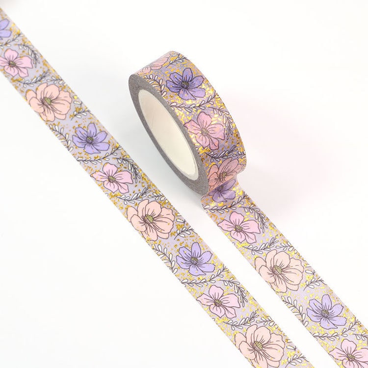 Image shows a foil floral washi tape