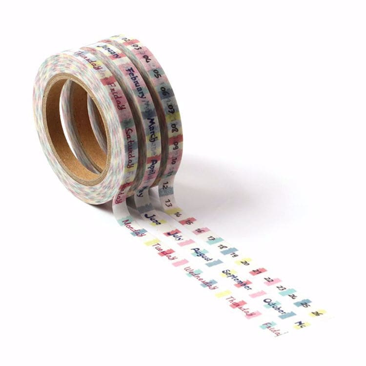 Image shows a set of 3 dates pattern washi tape