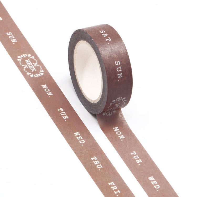 Image shows a washi tape with days of the week 