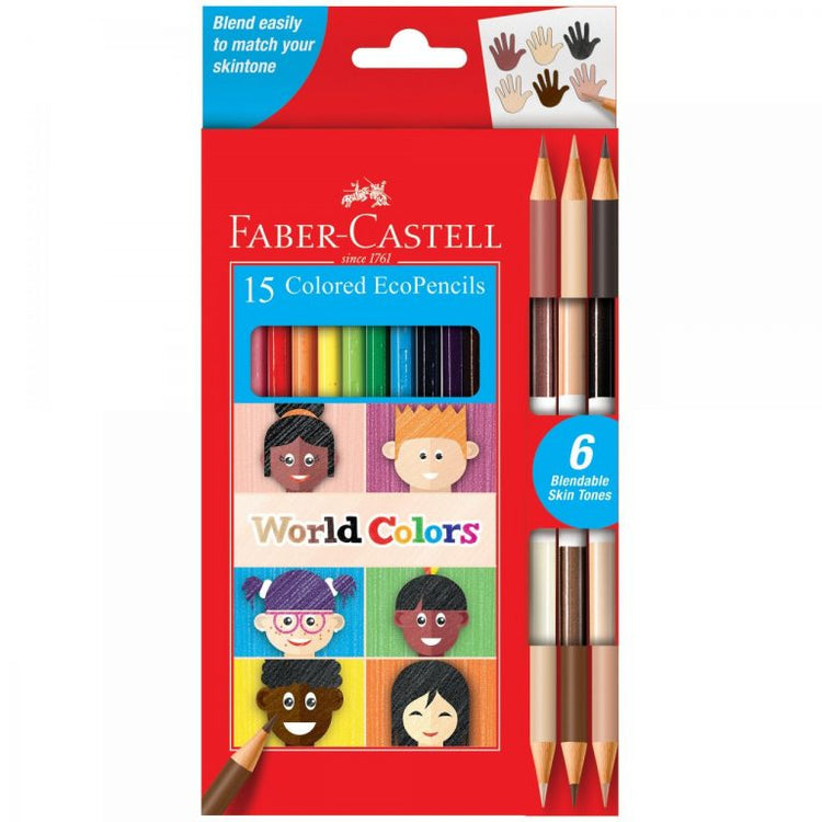 Image shows a set of 15 Faber-Castell eco color pencils