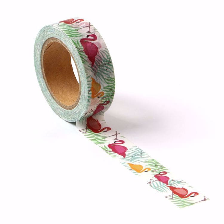 Image shows a flamingo pattern washi tape