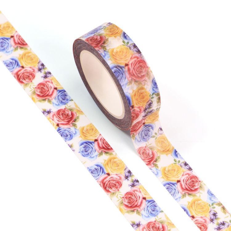 Image shows a rose pattern washi tape