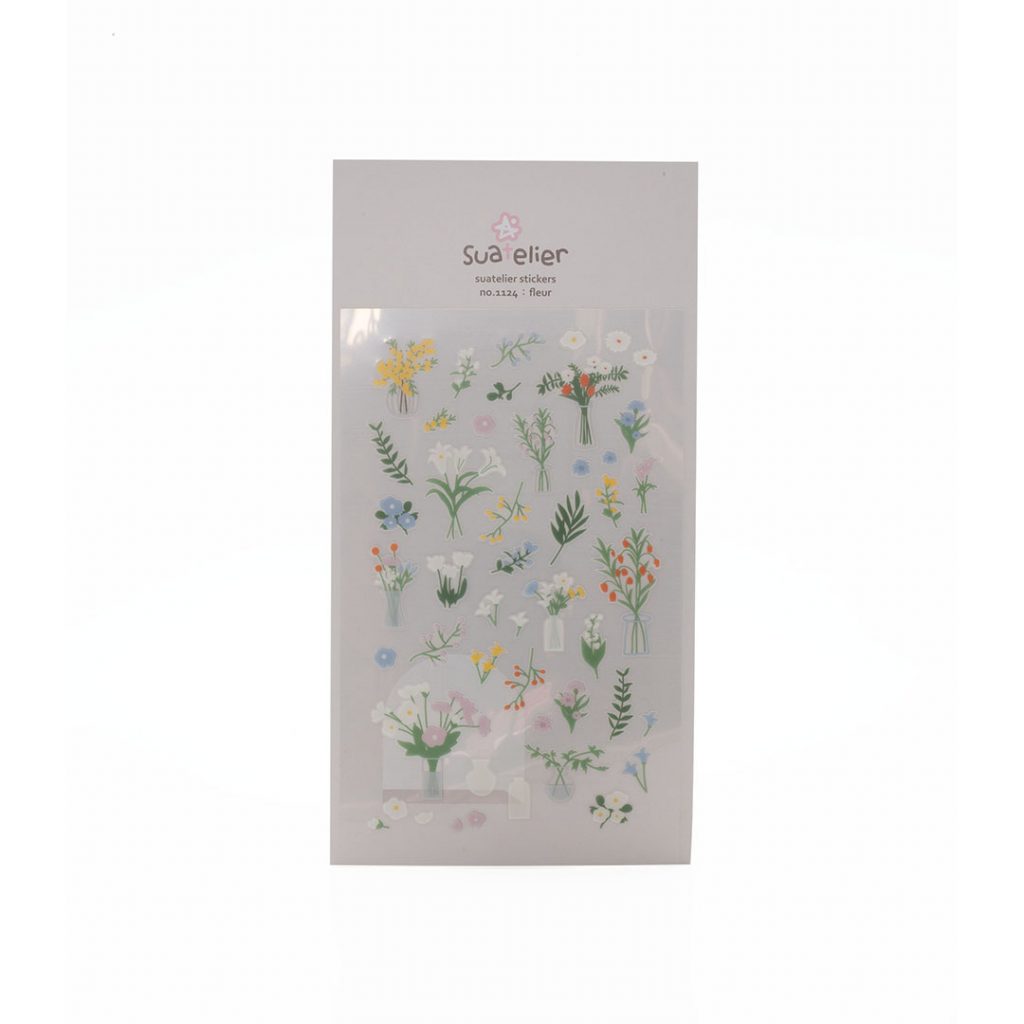 Image shows a flower and leaves sticker pack