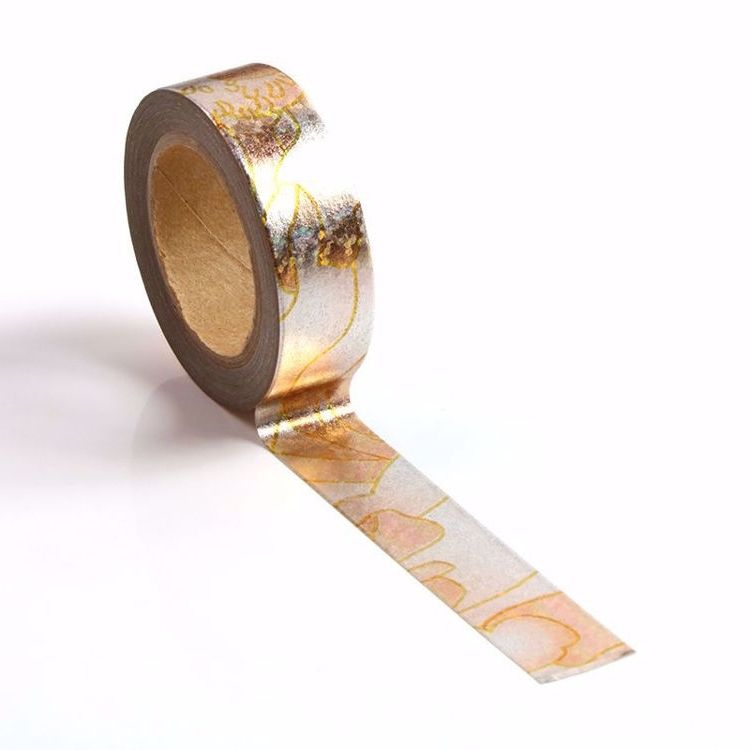Image shows a gold holographic pattern washi tape