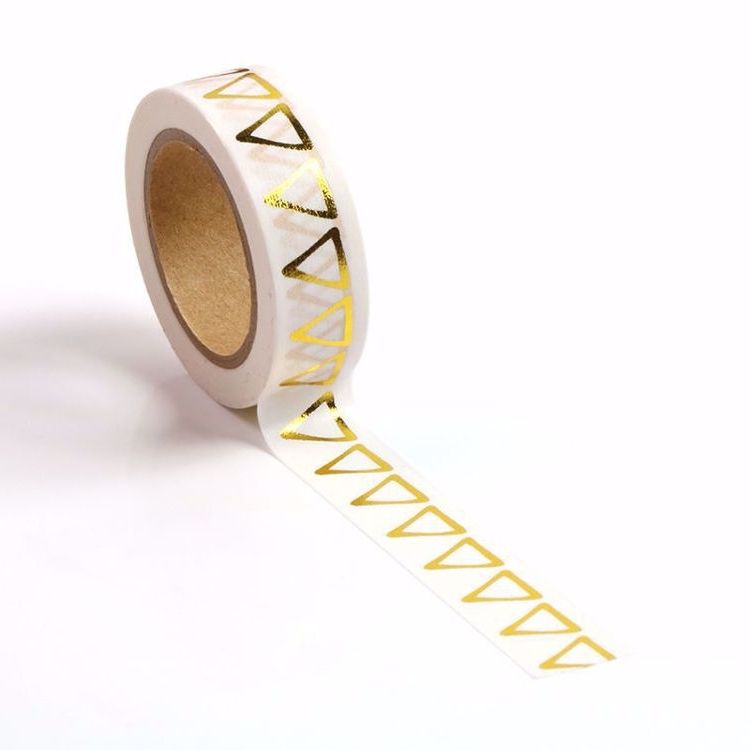Image shows a gold triangles pattern washi tape