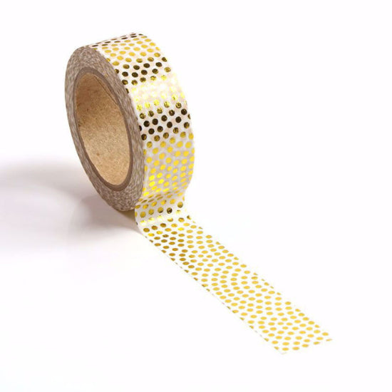 Image shows a gold dotted pattern washi tape
