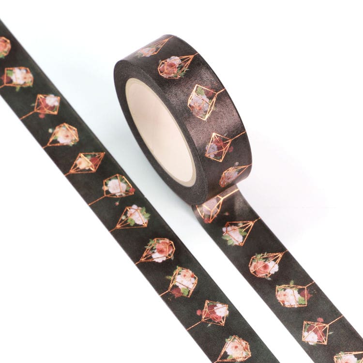 Image shows a floral pattern washi tape