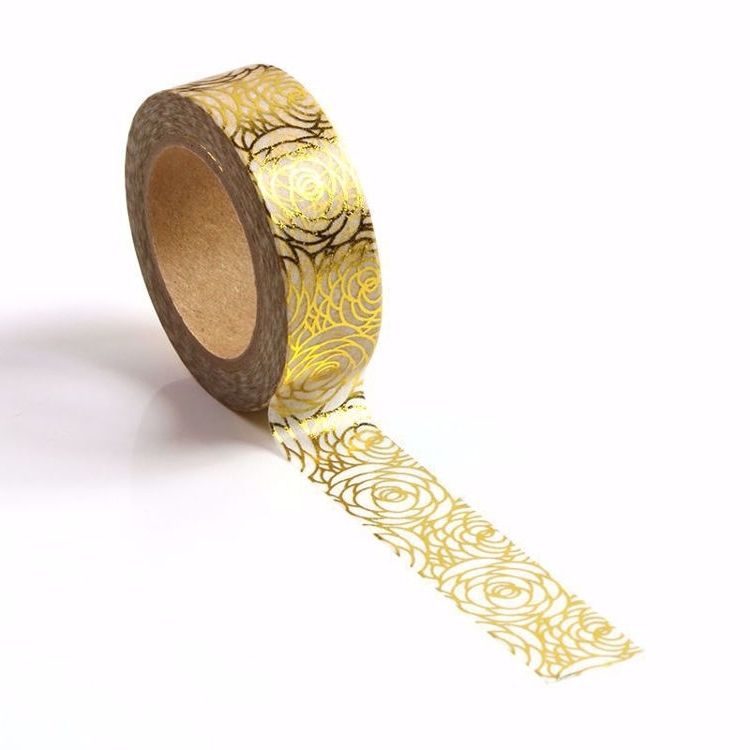 Image shows a gold floral pattern washi tape