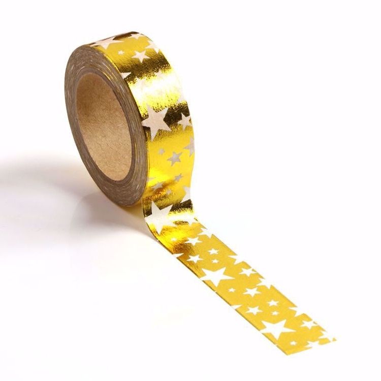 Image shows a gold stars pattern washi tape
