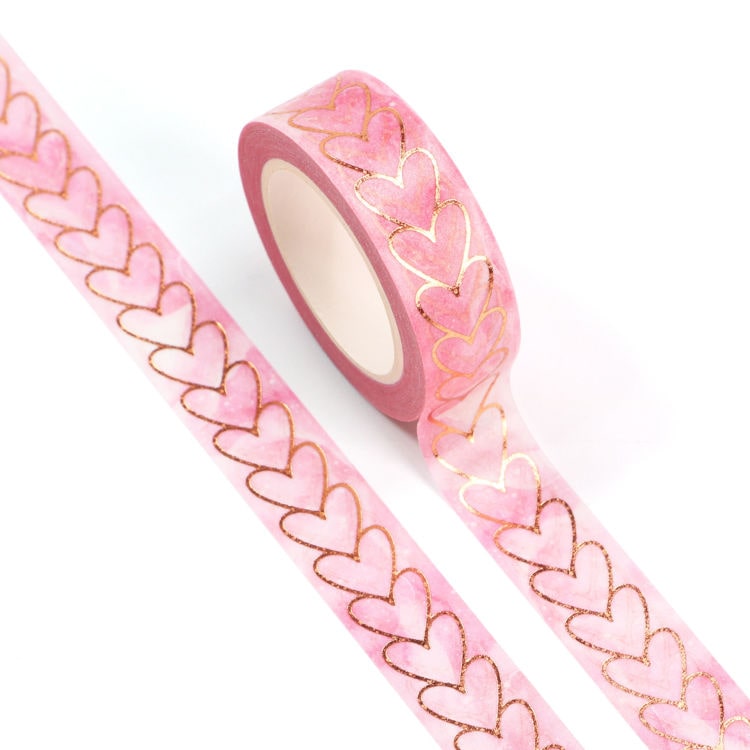 Image shows a foil heart pattern washi tape