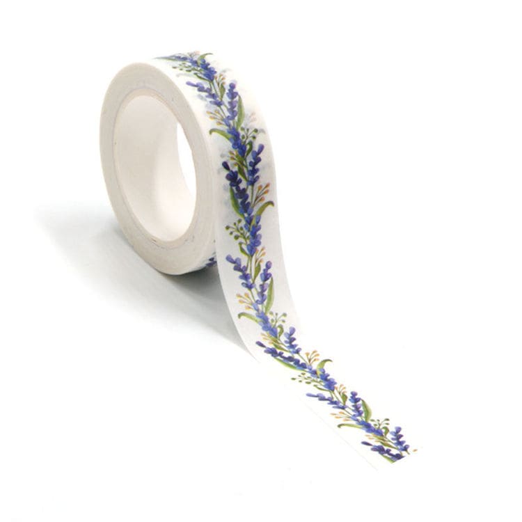 Image shows a lavender vine pattern washi tape