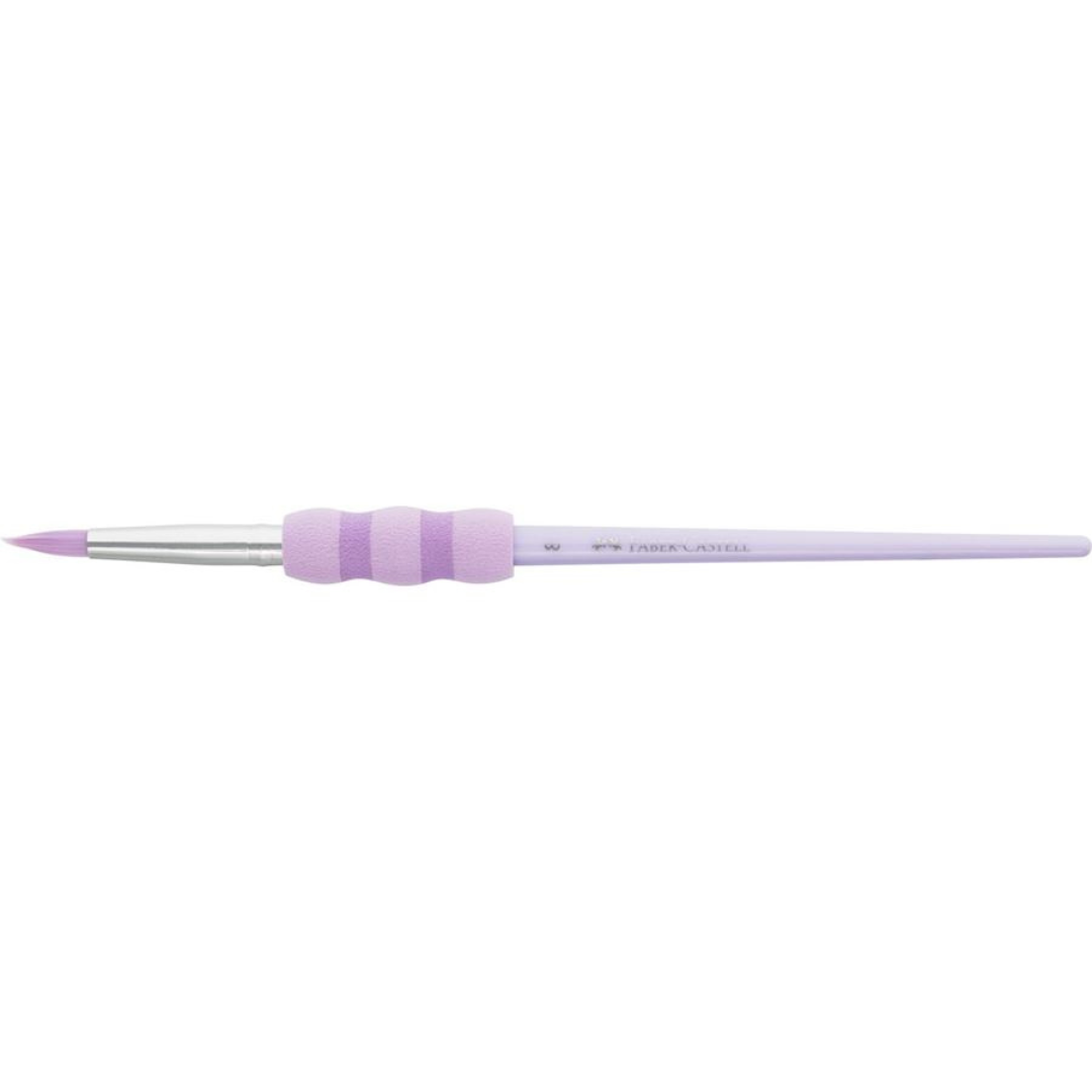 Image shows a lilac Faber-Castell paint brush