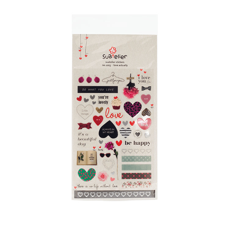 Image shows a love and hearts themed sticker pack