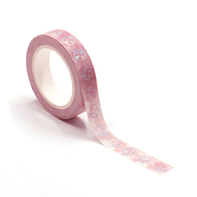 Image shows a pink clover pattern washi tape