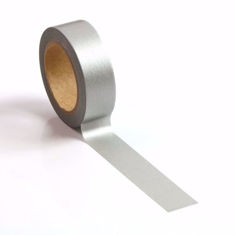 Image shows a metallic silver washi tape
