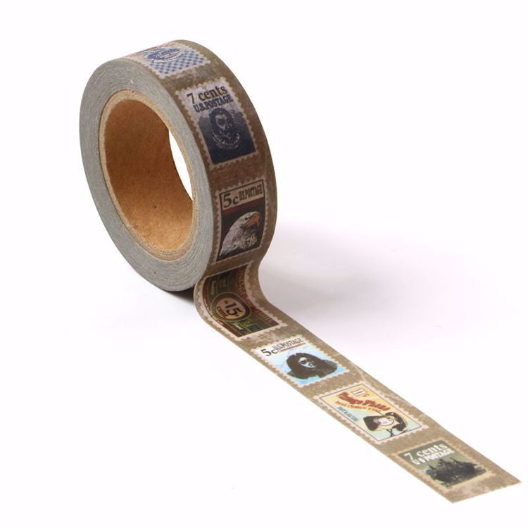 Image shows a mail stamp pattern washi tape