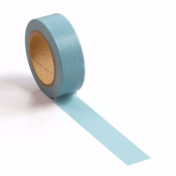 Image shows a solid pastel blue washi tape