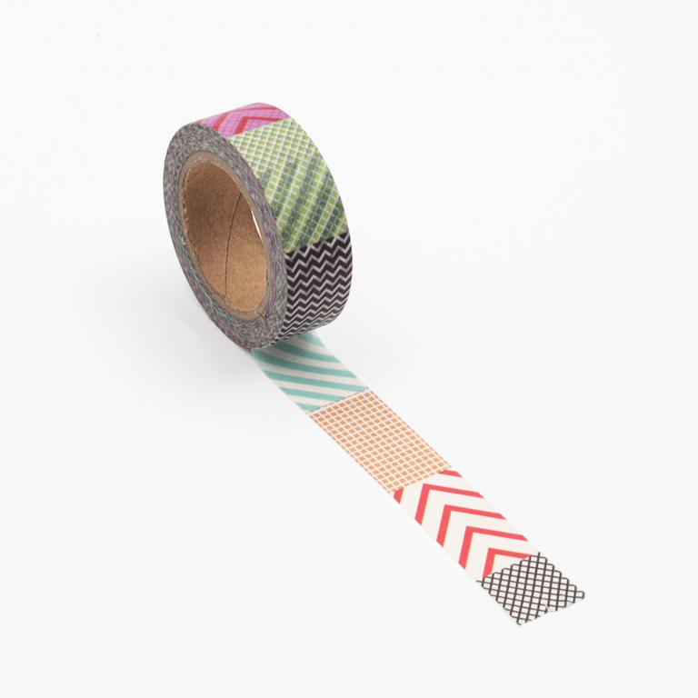 Image shows a pattern patchwork washi tape