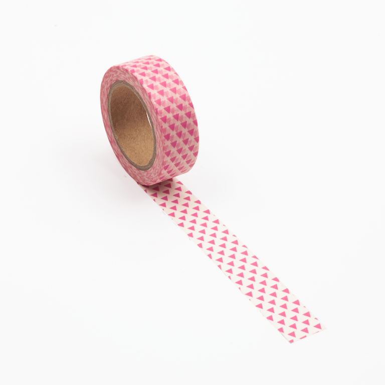 Image shows a pink triangles pattern washi tape