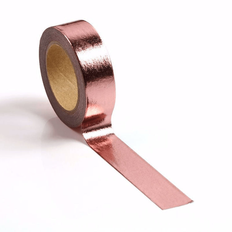Image shows a solid rose pink foil washi tape