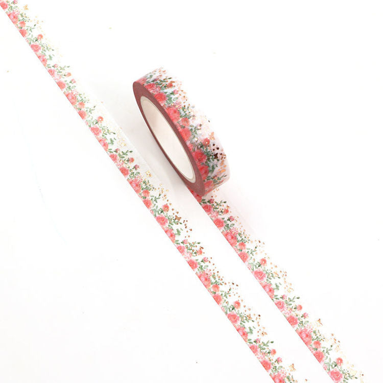 Image shows a pink roses with butterflies washi tape