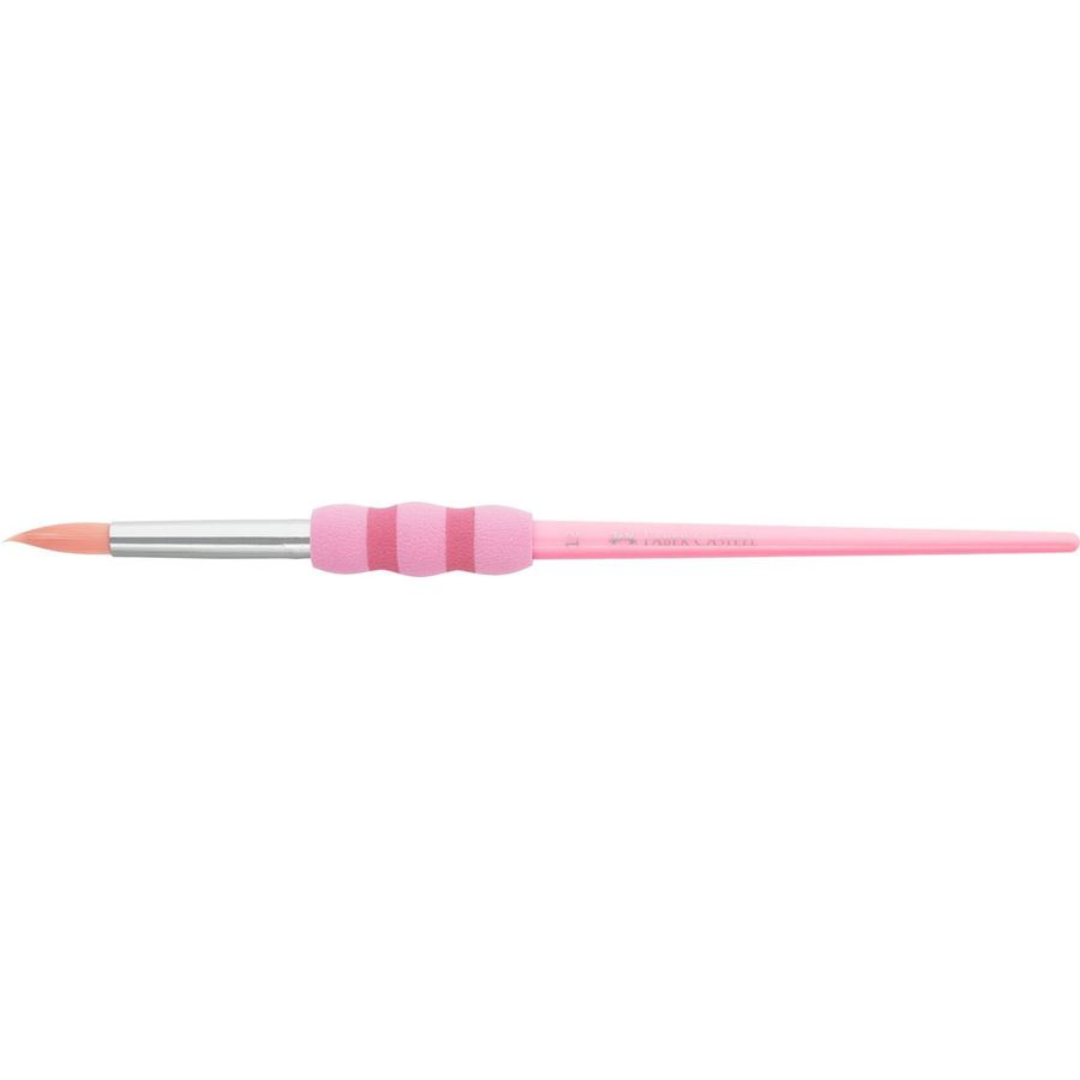 Image shows a pink  Faber-Castell paint brush