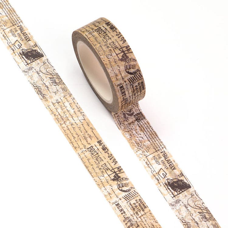 Image shows a vintage letter pattern washi tape