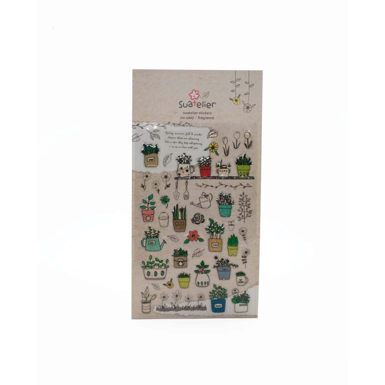 Image shows a flower and cactus pots sticker pack