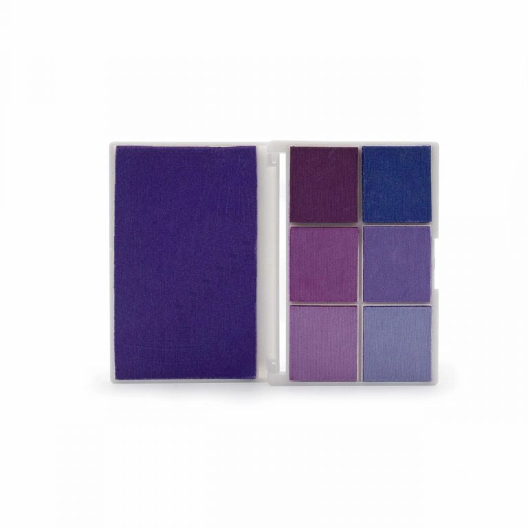 Image shows purple ink pad in 7 different shades