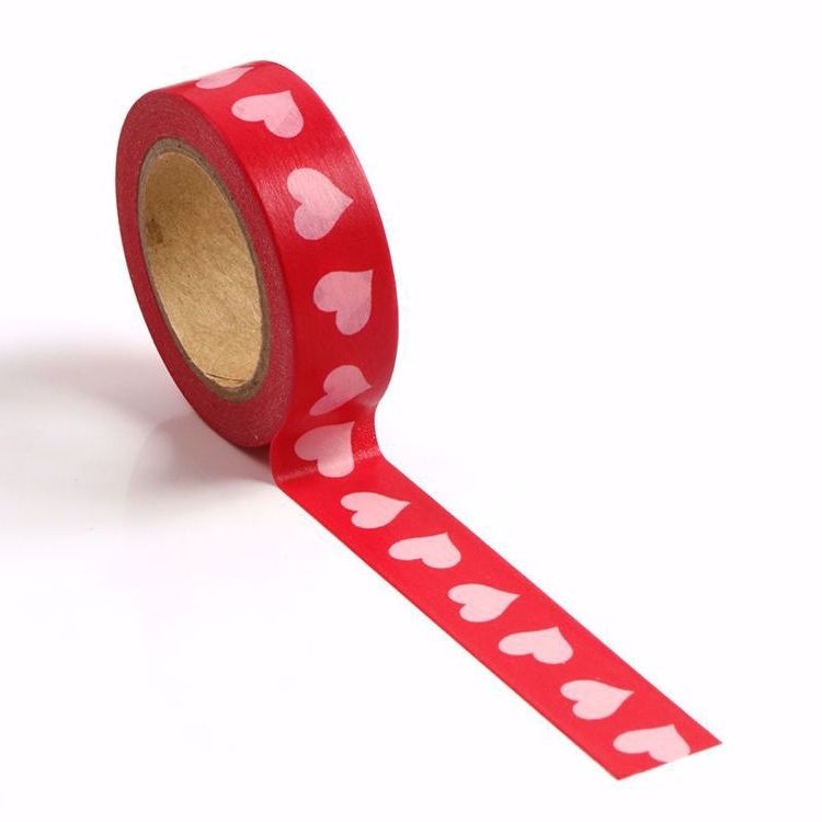 Image shows a pink hearts pattern washi tape
