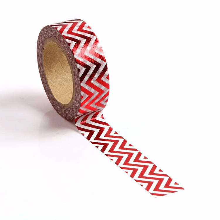 Image shows a red and white chevron pattern washi tape