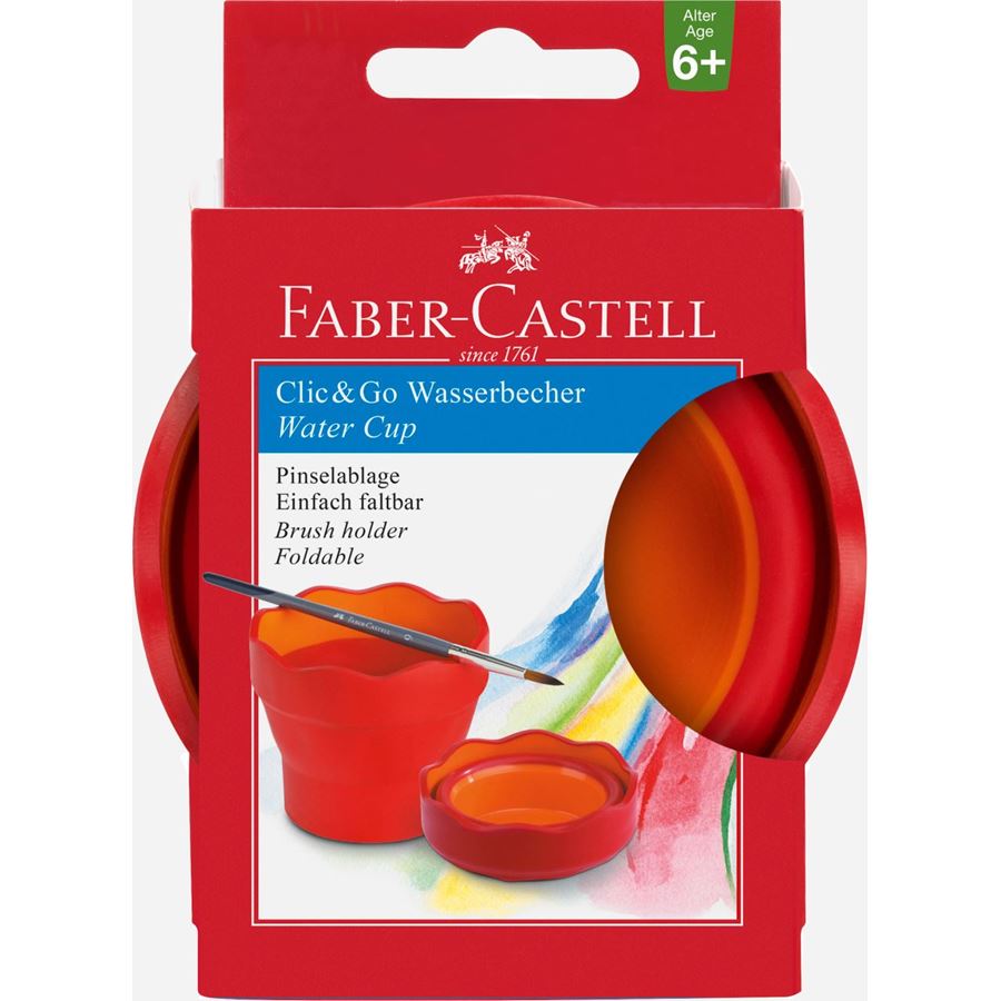 Image shows a Red Faber-Castell Clic 'n Go water pot