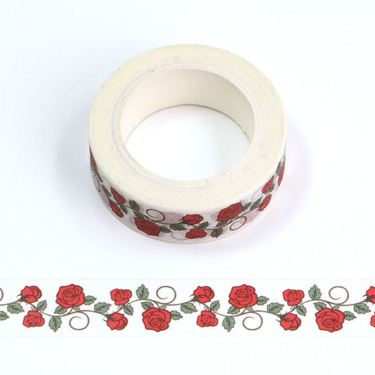 Image shows a rose vines pattern washi tape