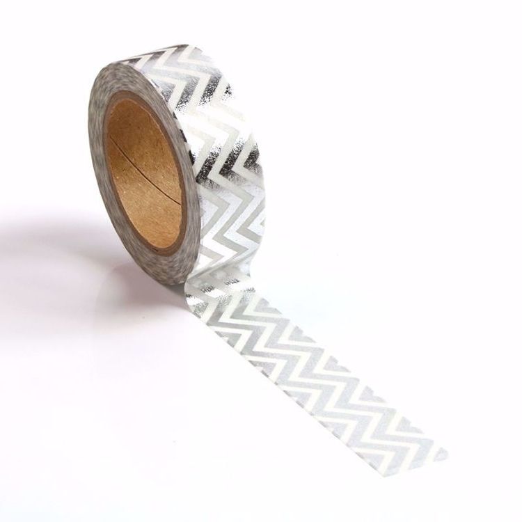 Image shows a silver chevron pattern washi tape
