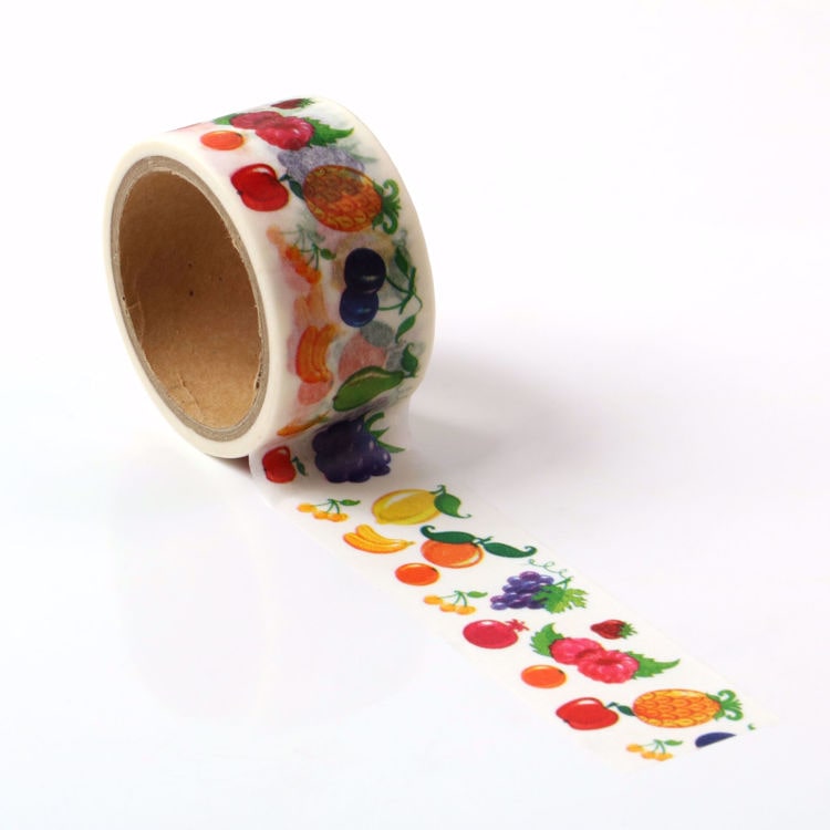 Image shows a washi tape with various fruits