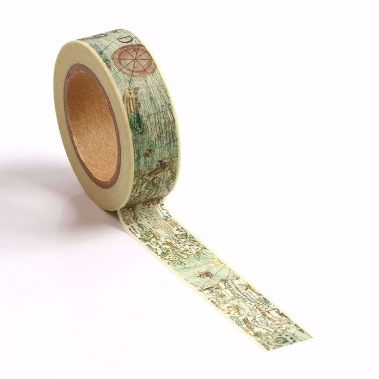 Image shows a travel map pattern washi tape